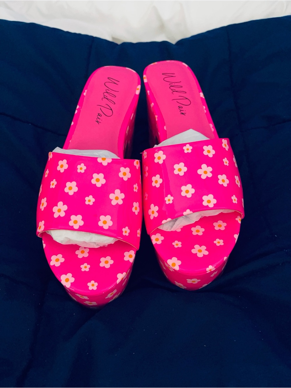 Wild Pair Pink Floral Platform Mules